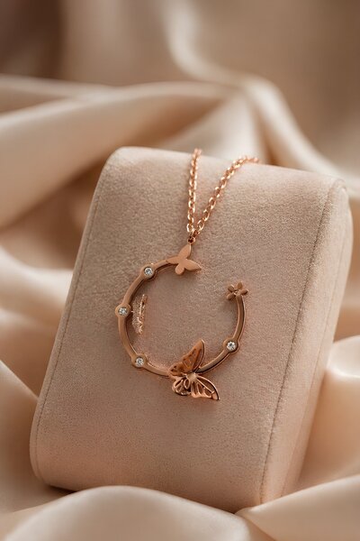 Lina Tia Women's Steel Rose Plated Crystal Zircon Stone Change Freedom Nature...