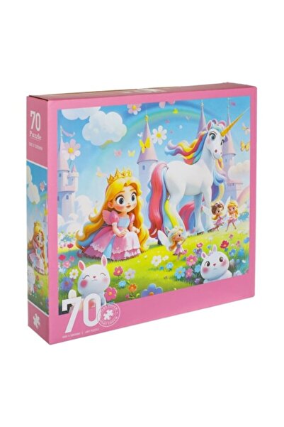 OEM Puzzle Rotund Prințesă cu Unicorn, 70 piese, multicolor