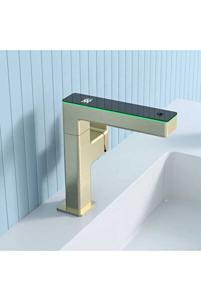 SANITEXPERT Baterie pentru chiuvetă cu LED, indicator de temperatură, auriu, ...