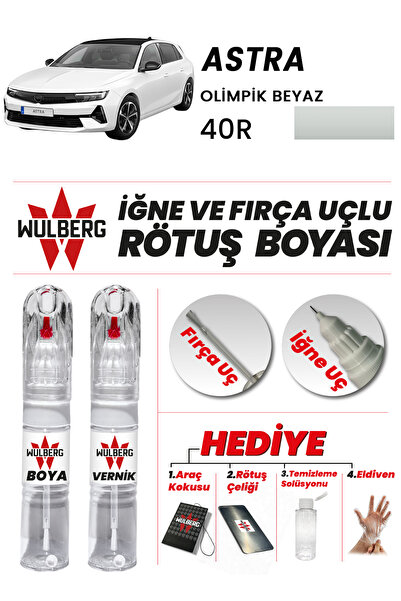 Wulberg Opel Astra Olimpik Beyaz 40R Rötuş Boya 25 ml + Vernik İğne & Fırça U...