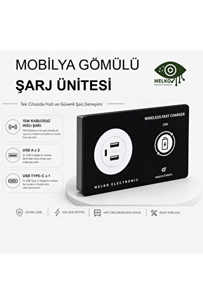 MELKO Mobilya Gömülü Şarj Ünitesi