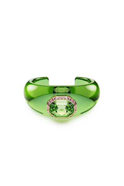 Swarovski سوار دولسيس كليبليتش بتصميم ثماني الأضلاع مطلي باللون الأخضر الذهبي S