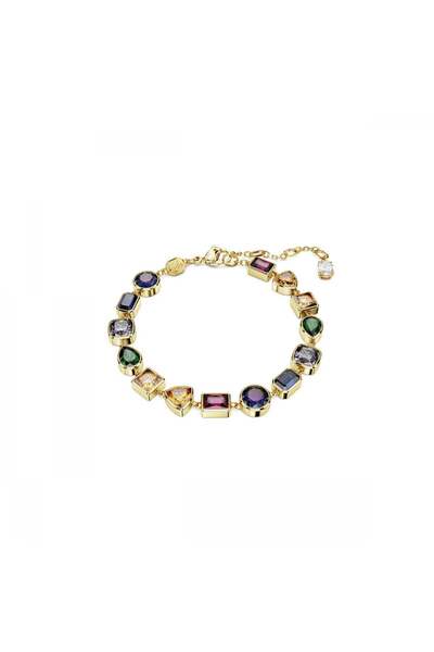 Swarovski Stilla Bileklik Mixed Cut Renkli Sari Altin Rengi Kaplama