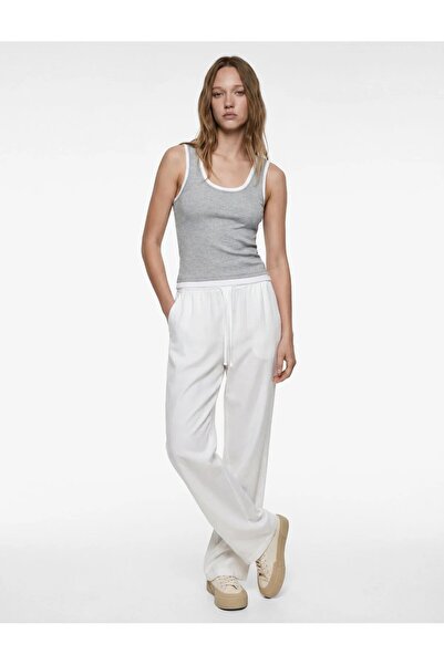 Koton Slim Fit Sleeveless Ribbed U-Neck Camisole Blouse 6Sal30231Ik