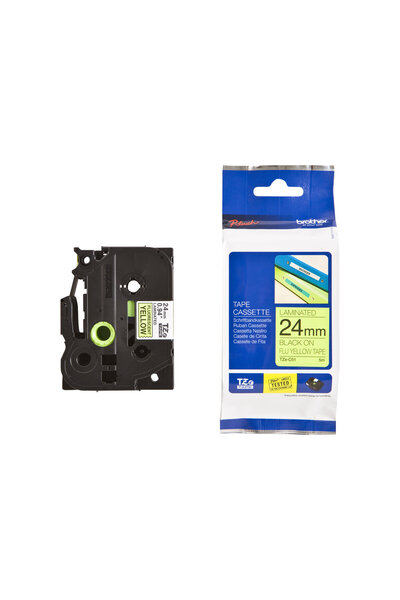 Brother Fluorescent Tape P-Touch TZe-C51 - 24mm x 5m - Black on Yellow