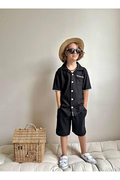 YİGİT BUTİK Set elegant pentru băieți, cu pantaloni scurți, combinație de vară