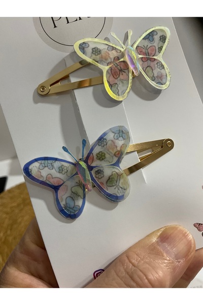 MADE BY PERİ Luxury Design Hologram Butterfly Clip Clip-On Hairpin - Hair Acc...