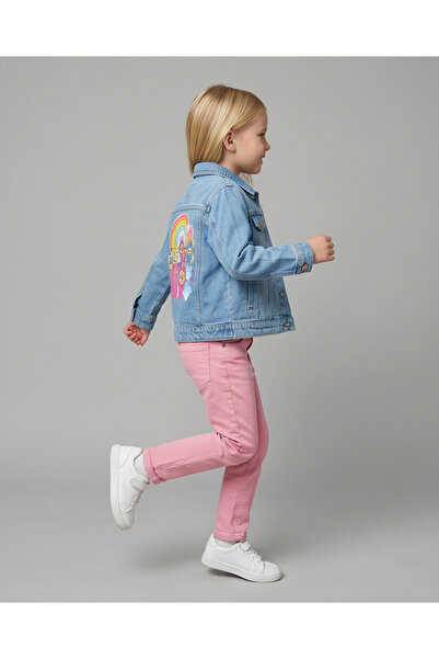 melisam.msg Kız Çocuk Denim Kot Ceket Labubu Gökkuşağı