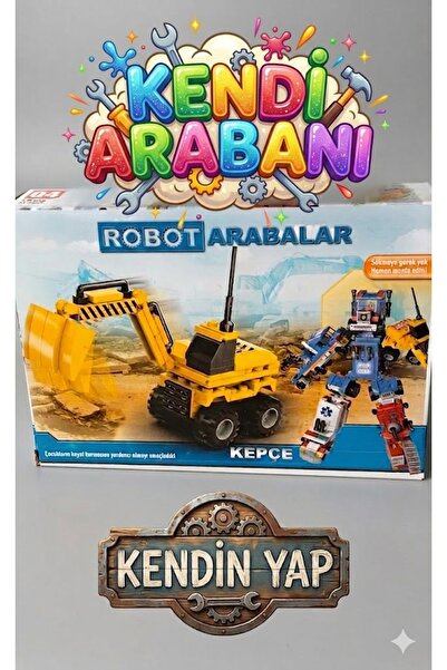 feys shop 61 Parça Robot Arabalar Serisi Kepçe - Kendin Yap Eğitici Yapım Seti
