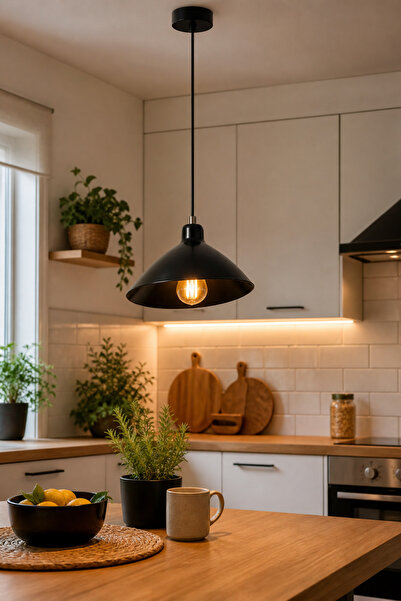 Sese Home Concept Modern Siyah Metal Sarkıt Avize Tekli – Endüstriyel Tasarım...