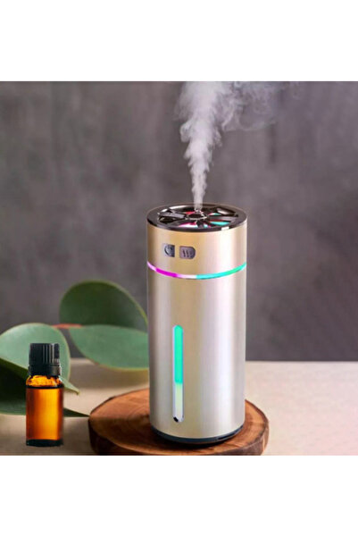 Sensoria Oto Koku Makinesi Araç Ultrasonik Hava Nemlendirici Aroma Difizörü Humidifier Şarjlı Buhardanlık Led Işıklı Şarjlı Metalik Renk