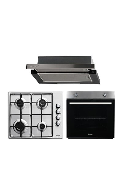 Exep Inox Aspiratörlü 3'lü Ankastre Set(F6PLUS-EO330-EF200INOX)