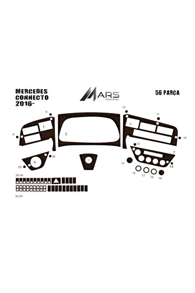 Marscockpitdesign غطاء كونسول مرسيدس كونكتو 20163 56 قطعة