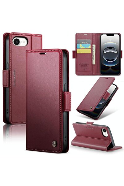Caseme 023 Luminus Θήκη Πορτοφόλι Wine Red (Apple iPhone 16e/17e)