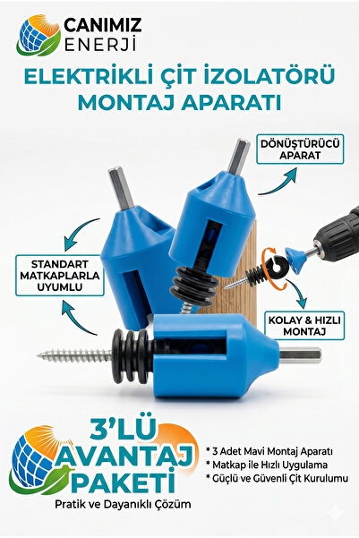 Elektrikli Çit İzolatör Sıkma ve Sökme Aparatı Matkap Uyumlu Uç (3'LÜ)