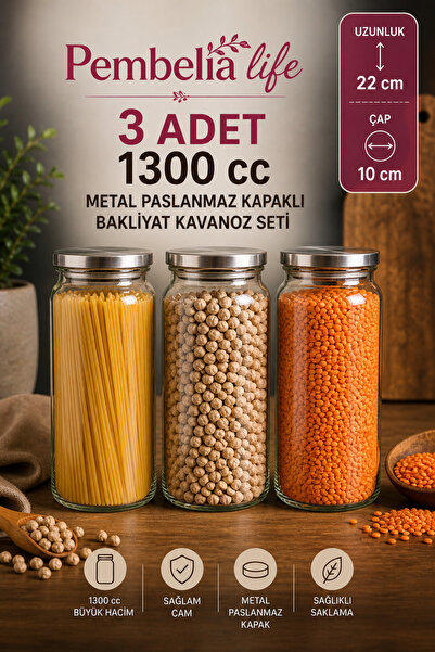 Kitchen Pembelia مجموعة من 3 قطع من أوعية تخزين التوابل الزجاجية المعدنية سعة...