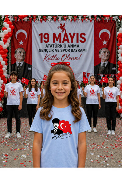 LORVEX 19 mai Tricou Ziua Tineretului Atatürk 100% bumbac, supradimensionat, ...