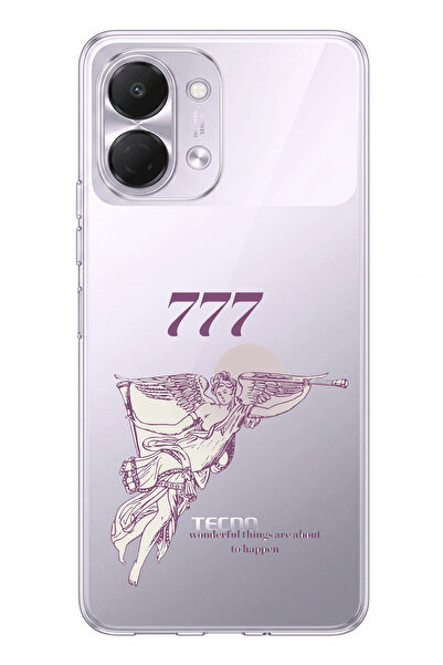 TechTree Tecno Spark GO 3 Uyumlu 777 Melek Tasarımlı Baskılı Silikon Kılıf