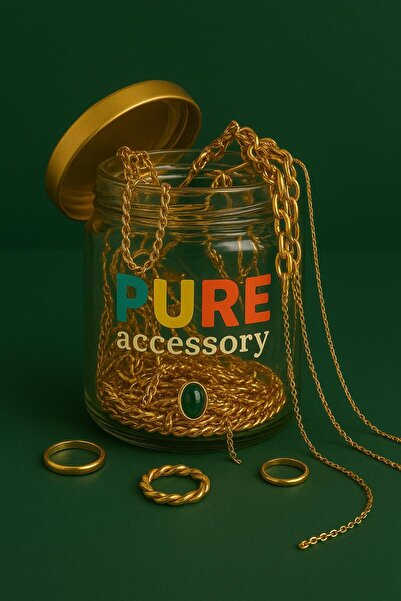 Pure 5'li Orta Boy Takı Kavanozu - Gold Renk