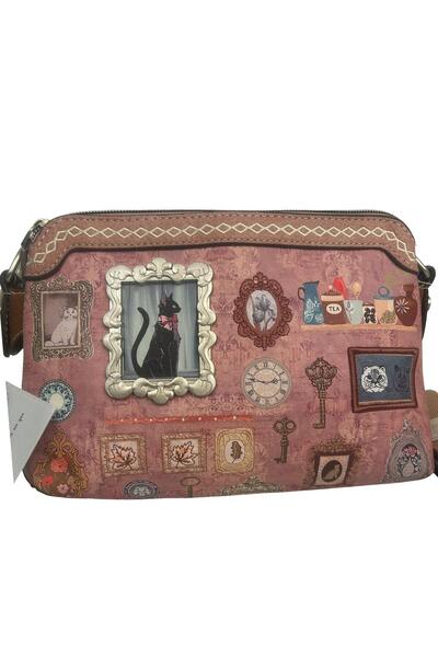 Sweet Candy Geantă crossbody cu design pisică și 2 compartimente principale p...