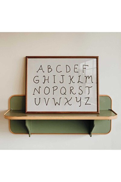 NinaStore Alfabe Baskılı - Vintage Oyun Odası Posteri - Nötr Çizgili Duvar Sa...