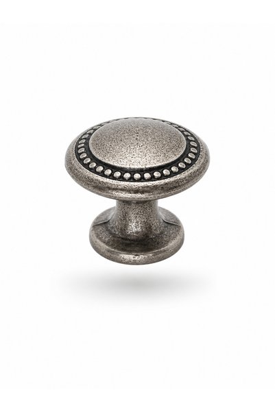 BERFİNO 968.18 Antique Silver Drawer Cabinet Knob Set of 5 – Vintage Metal Furniture Handle – Compatible with Kitchen, Bathroom, Wardrobe