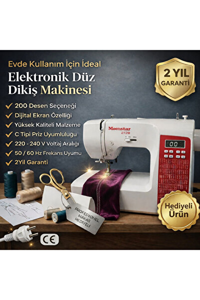 Moonstar Ev Tipi Elektronik Düz Dikiş Makinesi 200 Desen Model 2720