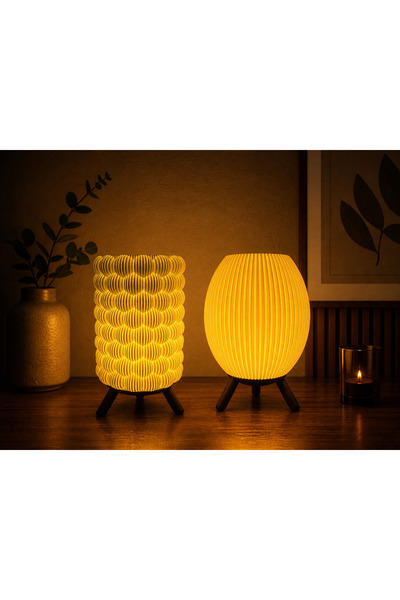 Nexora 2’li Minimalist Tealight Geometrik & Modern Tasarım Abajur Seti | Orta...