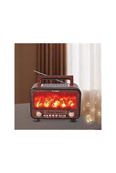 Torima D72 Nostaljik Radyo Şömine Görünümlü LED Işık Fenerli Bluetooth,Hafıza...