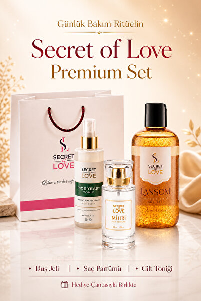 SECRET OF LOVE Premium Bakım Seti Pirinç Mayalı Tonik Saç Parfümü Duş Jeli He...