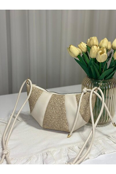 Gamzebags Kadın Modern Hasır Detaylı Parça Tasarımlı Mini Çapraz Çanta