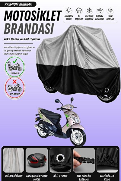 Cemku Double Gray Top - Black Bottom, Rear Bag Compatible Bisan Teos 125 Moto...