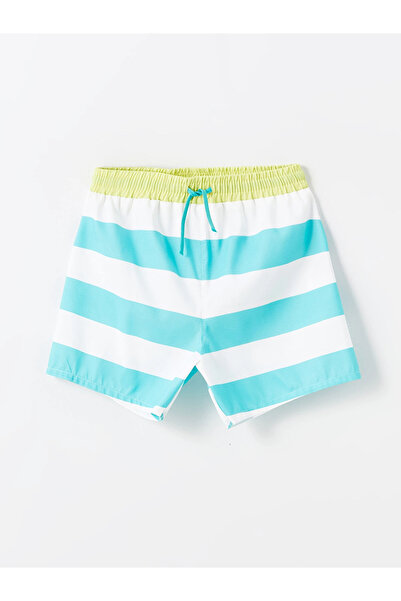 LC Waikiki LCW Kids Turkuaz Beli Lastikli Baskılı Erkek Bebek Deniz Şortu