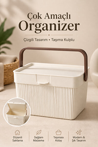 buççin online mağaza 6 Litre Çizgili Çok Amaçlı Düzenleyici Kapaklı Taşıma Ku...