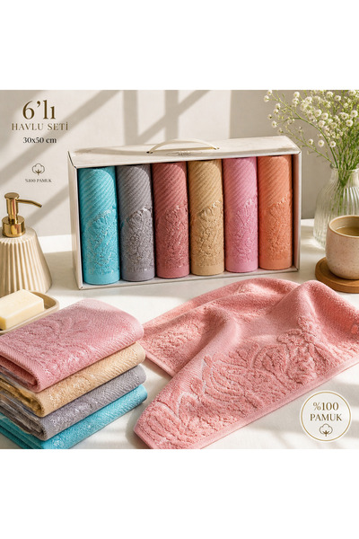 KARTALUXE 6’lı Premium Mutfak Havlu Seti 30x50 cm %100 Pamuk Yumuşak Dokulu
