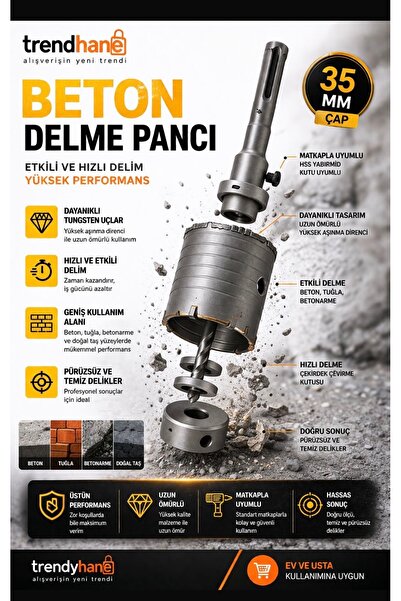 Trendhane SDS Plus 35 mm Beton Delme Seti