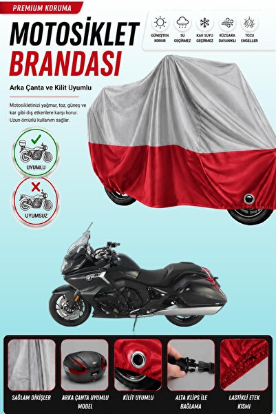 Cemku Double غطاء علوي رمادي اللون - سفلي أحمر، غطاء خلفي متوافق مع دراجة BMW...