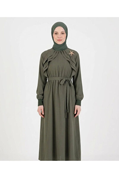 ELBİSHE Waist-Tie Hijab Dress with Stylish Accessories