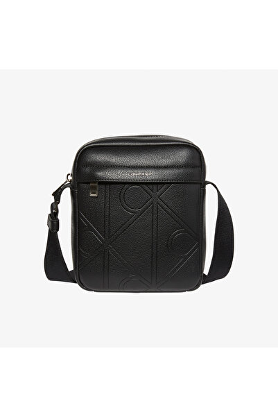 Calvin Klein Emblem Emboss Reporter Erkek Siyah Çapraz Çanta