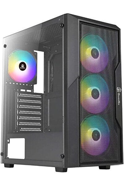 Gamertek علبة كمبيوتر للألعاب Zenith Mid-Tower ATX - سوداء، مع مراوح ARGB، تب...