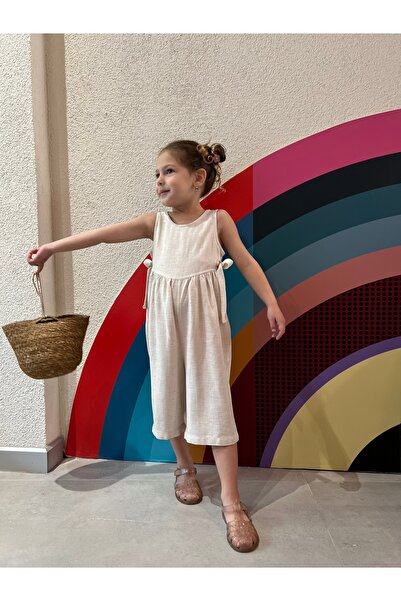 Padri Kids Kız çoçuk keten tulum