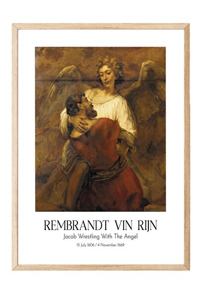 Postifull Rembrandt Vin Rijn - Jakob se rva s anđelom, slika u drvenom okviru...