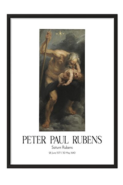 Postifull Peter Paul Rubens - Saturn Rubens, slika u crnom okviru, umetnička ...