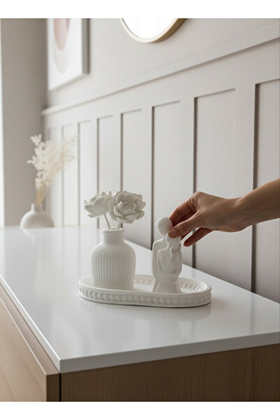 LALEZEN HOME İnci model Stantlı & sevgili biblo & vazo & çiçekler dahildir