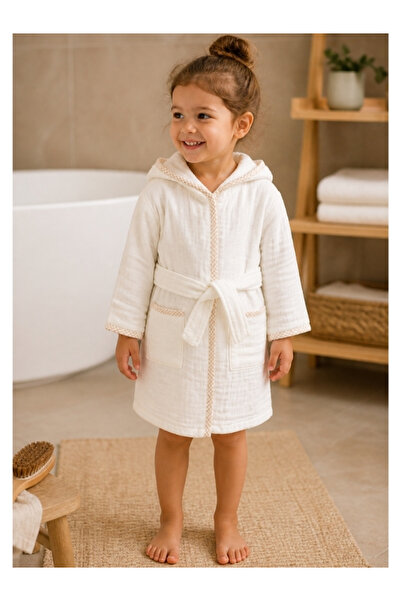 Ella Bonna Hooded Bathrobe for Girls and Boys, 100% Cotton, Muslin, Color Opt...
