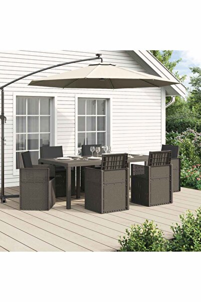 vidaxl Set de masa pentru gradina 7 pcs Gri deschis si antracit PP