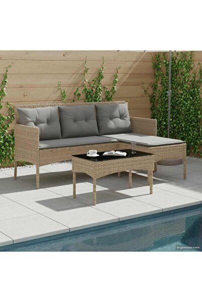 vidaxl Set de canapele pentru gradina cu perna 2 pcs poliratan