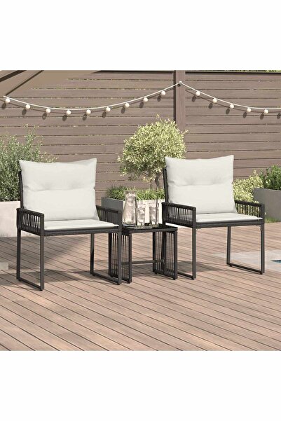vidaxl Set de Mobilier pentru Exterior 7 pcs Negru si Alb crem