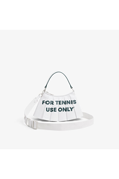 Lacoste SS26 RUNWAY Small Lenglen Kadın Baskılı Beyaz Omuz Çantası