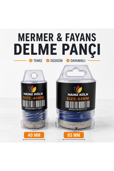 HAİNZ KÖLN 40mm ve 65 mm Karot Mermer, Granit, Seramik Delme Panç, Matkap ve ...